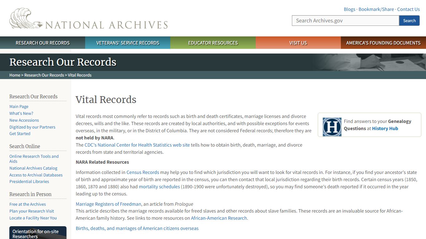 Vital Records | National Archives